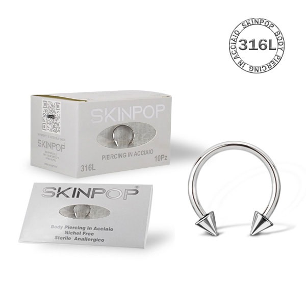 Circular Barbell con Coni 12 x 10 x 3 Skinpop in Acciaio 316L sterile conf. 10pz